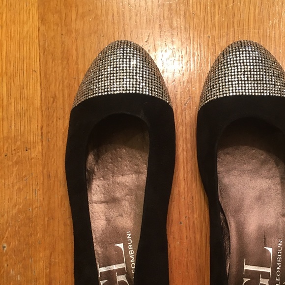 AGL Black Suede with Silver Rhinestones Flats - Picture 3 of 4